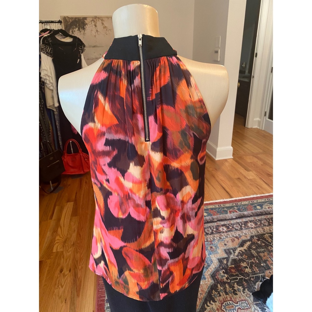 Tart Collections Womens Orange Pink Abstract Halter Neck Blouse Small - Picture 5 of 11